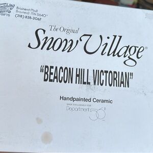 Department 56 Snow Village Beacon Hill Victorian Ceramic